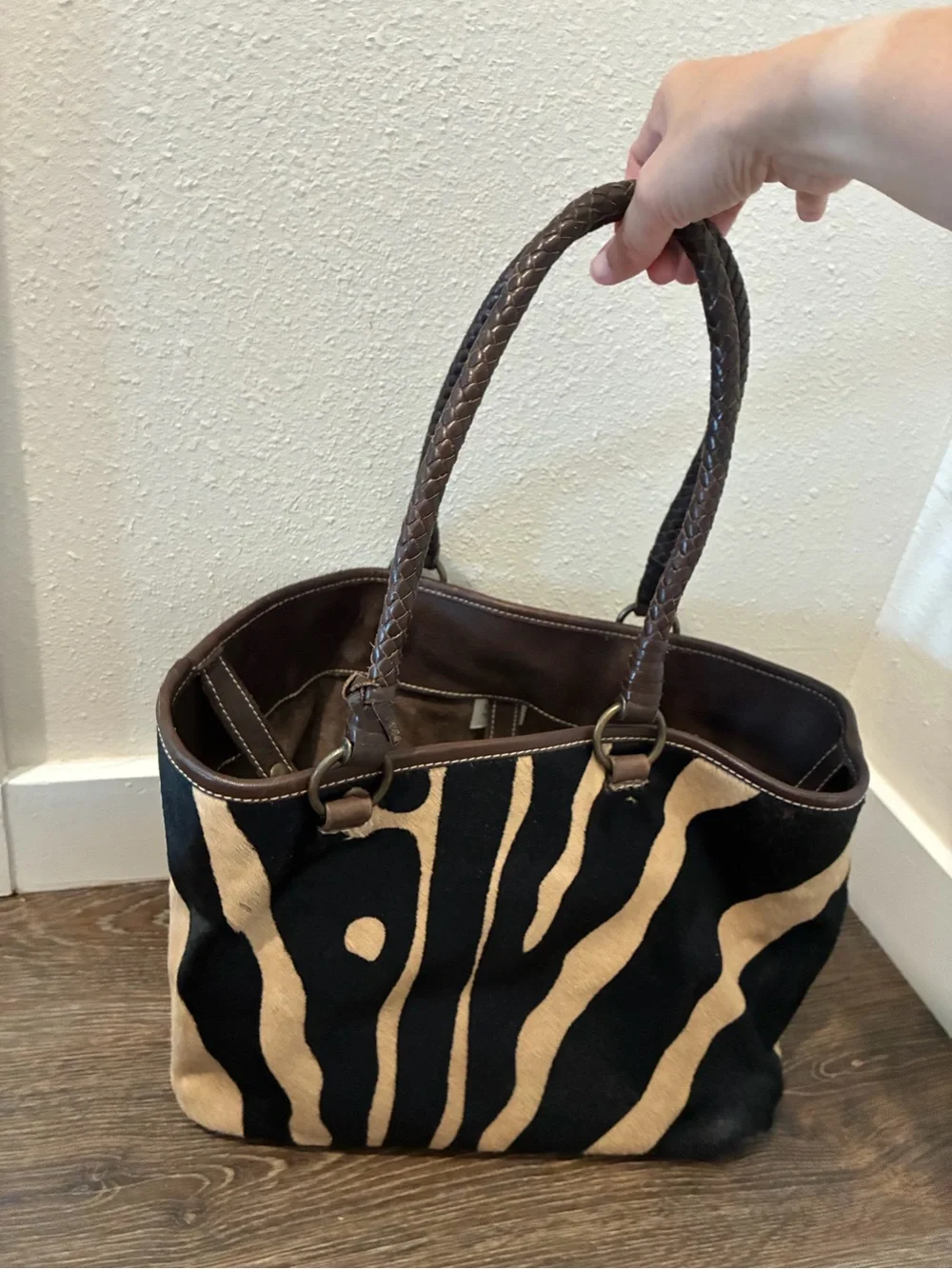 Rare! Vintage Boden Striped Brown and Black Tote Bag